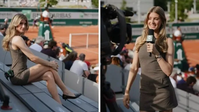223 2121 23 Wimbledon Finalist Eugenie Bouchard Stuns in Chic Mini Dress for New Roland Garros Role