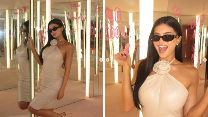 Kylie Jenner Turns Heads in Plunging Pink Latex Bodysuit While Revealing Details of Her Boob Job.